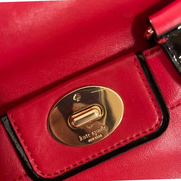 Kate Spade NY Janie Hampton Red Leather Satchel Shoulder Bag Purse - Picture 5 of 6